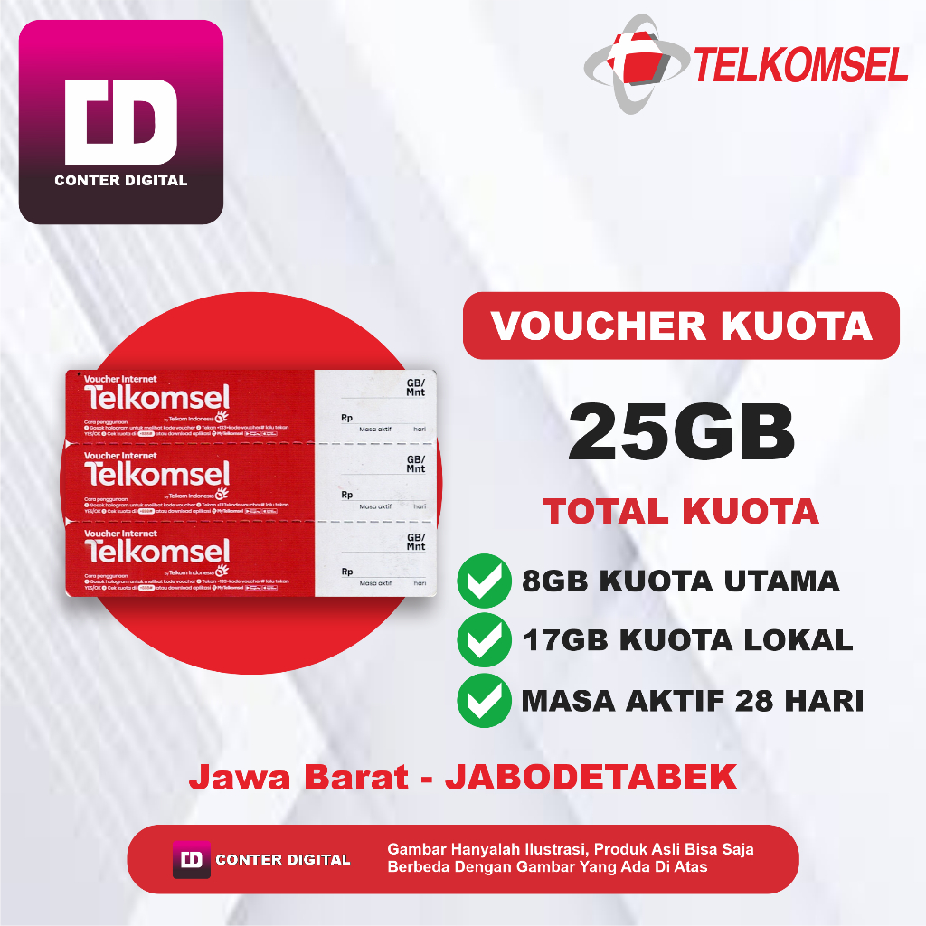 Voucher Seru Telkomsel 25GB 28Hari ZONA JABAR