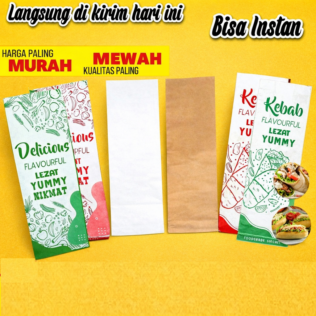 [PROMO] Kantong Kemasan Kebab / Kemasan Corndog / Kemasan Hottang / Kemasan Hot Dog / Paperbag Makan