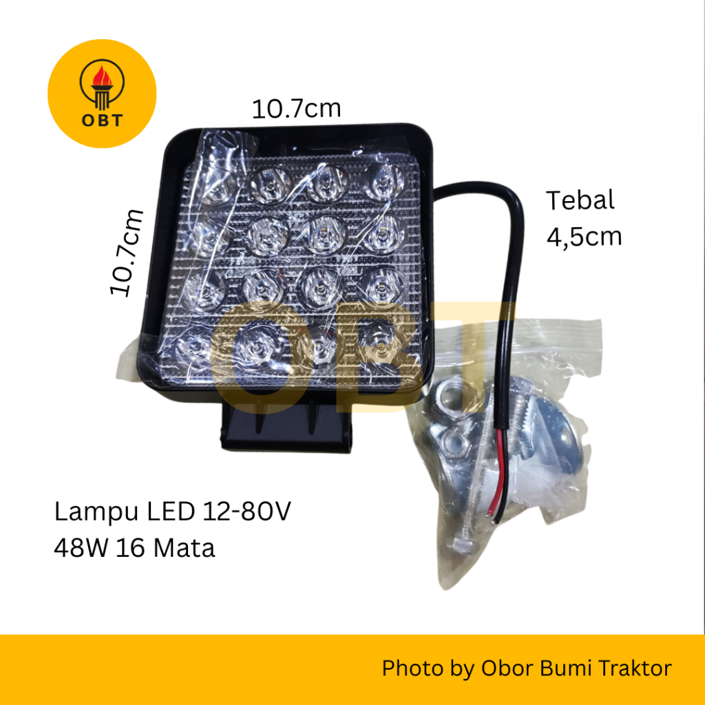 Work Lamp Lampu LED 16 Mata 12-80V 24V 12V 48W