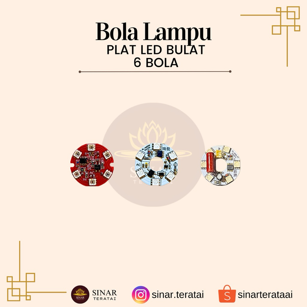 Alat Sembahyang - Bola Plat Bulat Lampu Altar LED 6 Bola