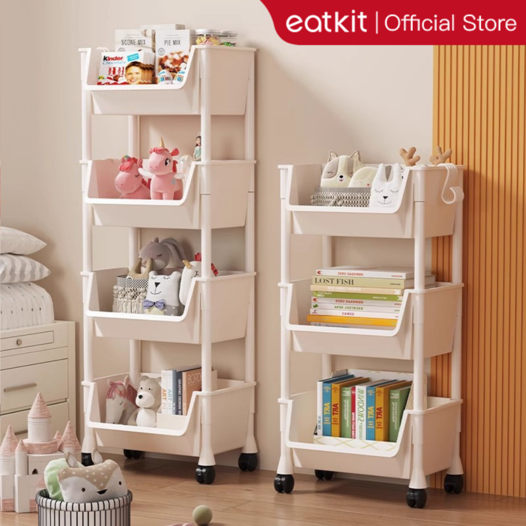 Eatkit Rak Susun Serbaguna Rak Rak penyimpanan makanan ringan Toy Storage Rak Susun katrol Portable 