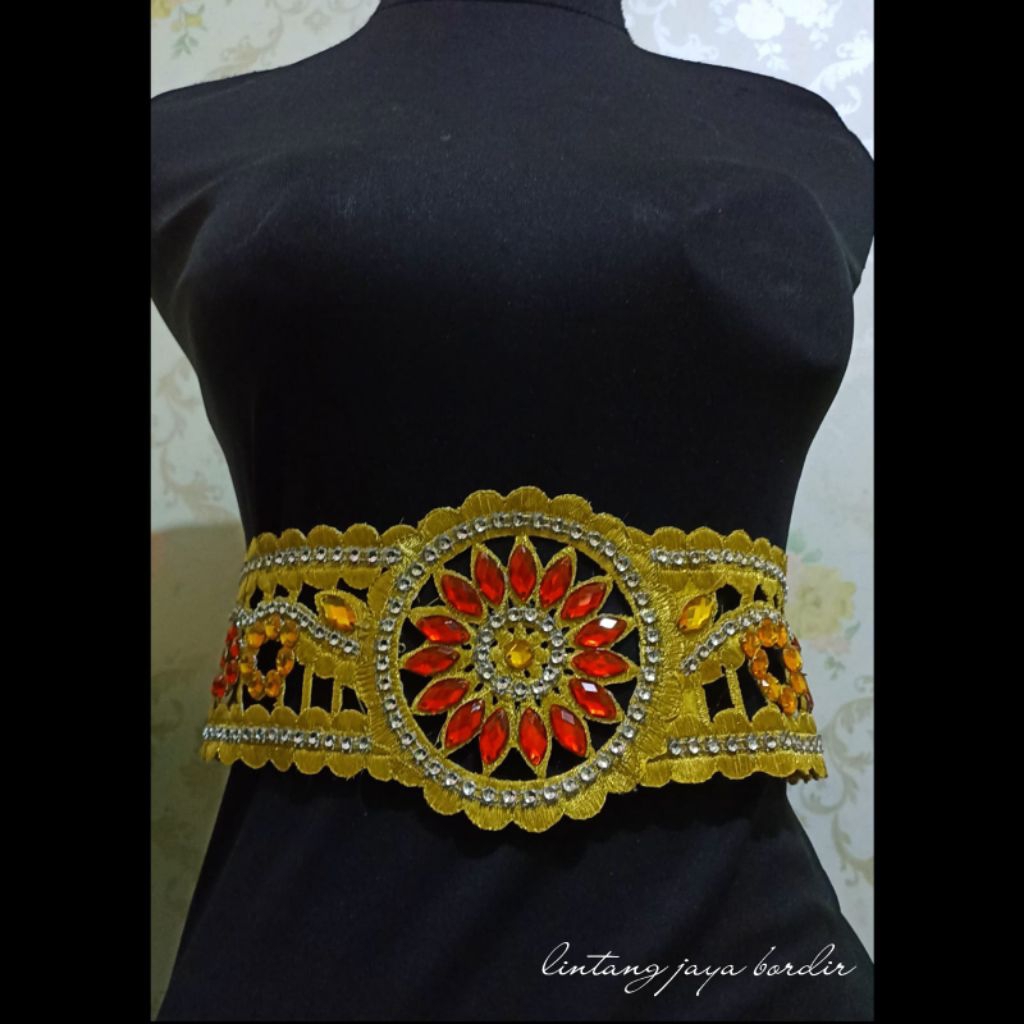 obi matahari bordir payet- bordir aksesoris obi - aksesoris tari sabuk obi