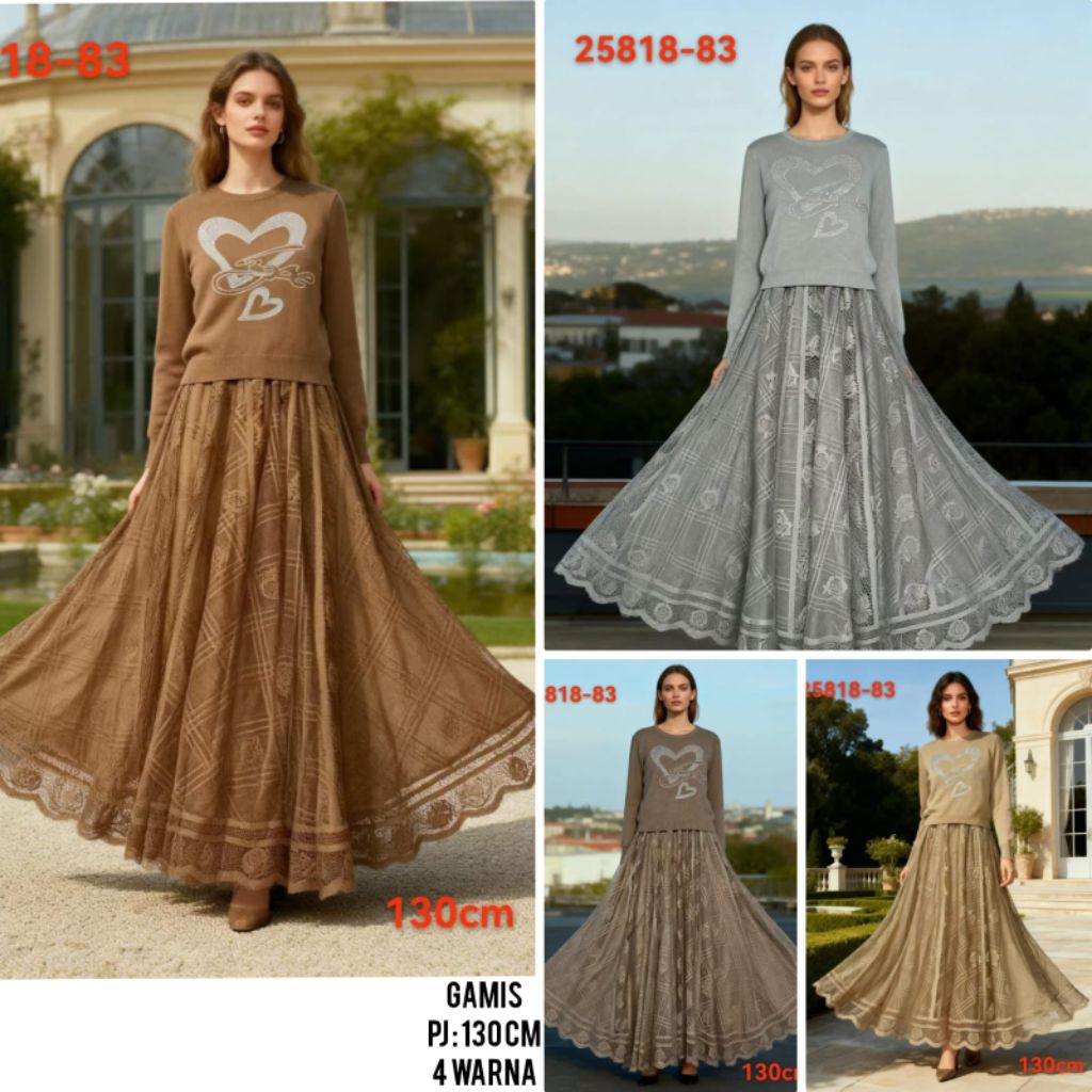MAXI DRESS RAJUT KOMBI BROKAT IMPORT PREMIUM