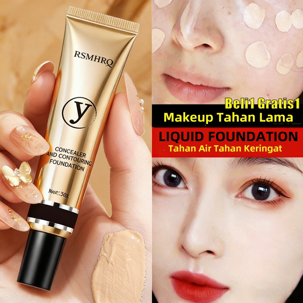 foundation tahan lama foundation dengan coverage penuh Cream Makeup Bercahaya, Tahan Lama, dan Tahan
