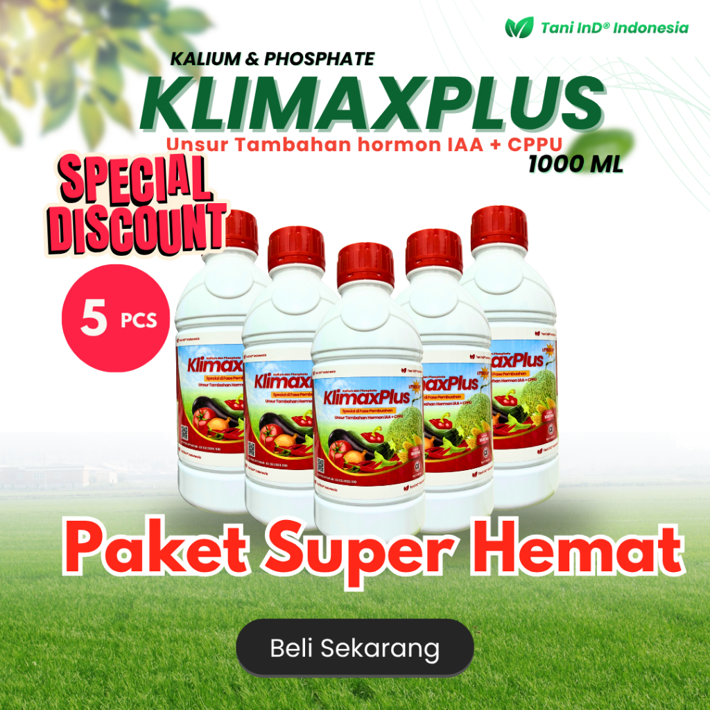 Tanaman Bisa Berbunga Lebih Cepat Bahkan Diluar Musim KlimaxPlus 5 Pcs, 1Liter Kalium & Phosphate 10