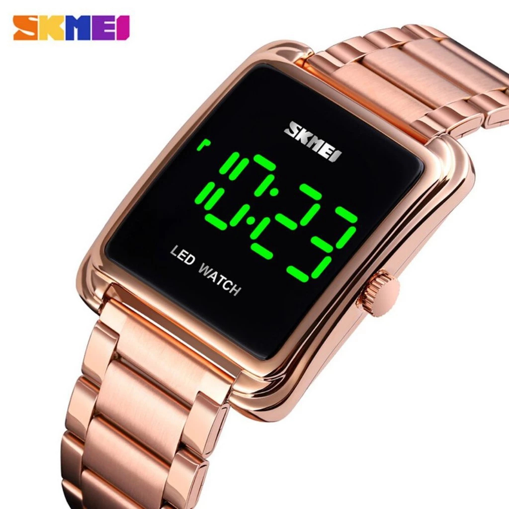 Jam Tangan SKMEI 1505 ORIGINAL Pria LED Digital Rantai Stainless Premium Watch Cowok