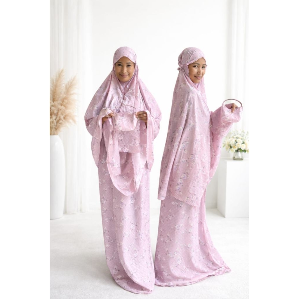 mukena mini pouch tas rantai bahan parasut korea free sejadah mini
