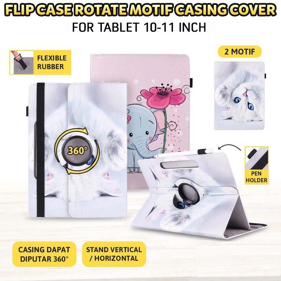 Aldo Tab T10s 10 inch Tablet Casing Flip Case Cover Rotate Sarung Motif Lucu Rotary Rotating Kesing 
