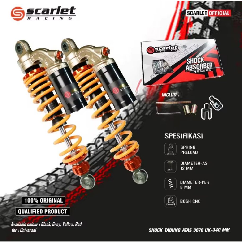 Scarlet Racing - Shock Tabung Atas 3676 Ukuran 340mm (O+U)