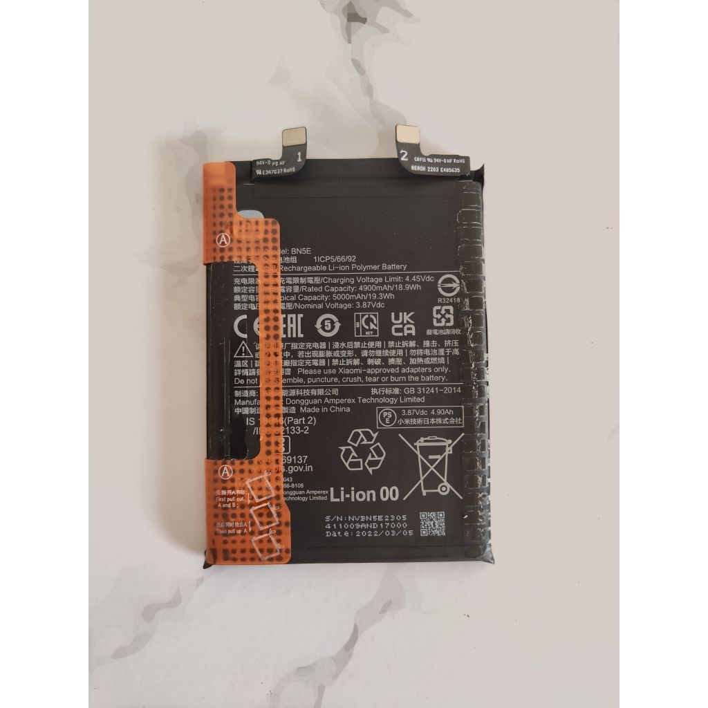 BATRE BN5E REDMI NOTE 11 PRO 4G/ NOTE 11 PRO 5G/ NOTE 12 PRO 4G ORIGINAL COPOTAN