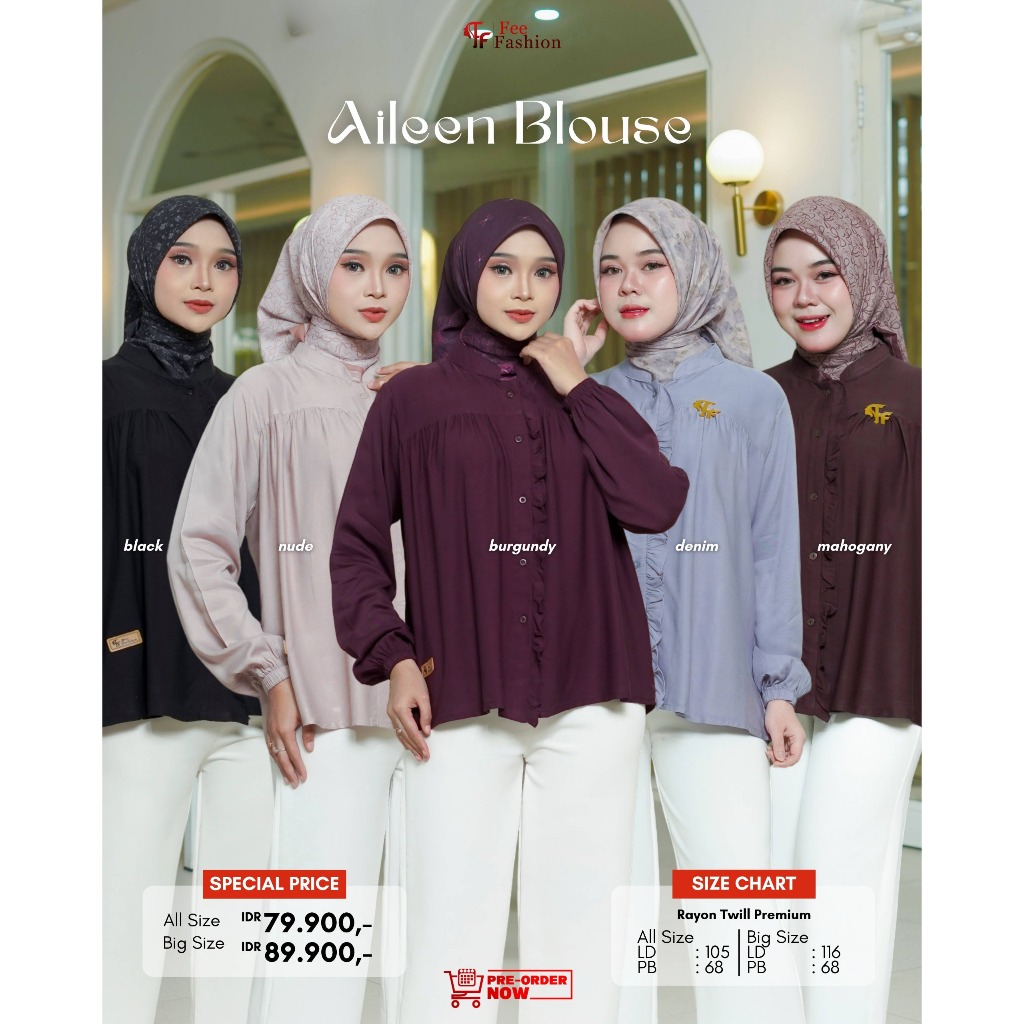 AILEEN BLOUSE, atasan polos, blouse fee fashion