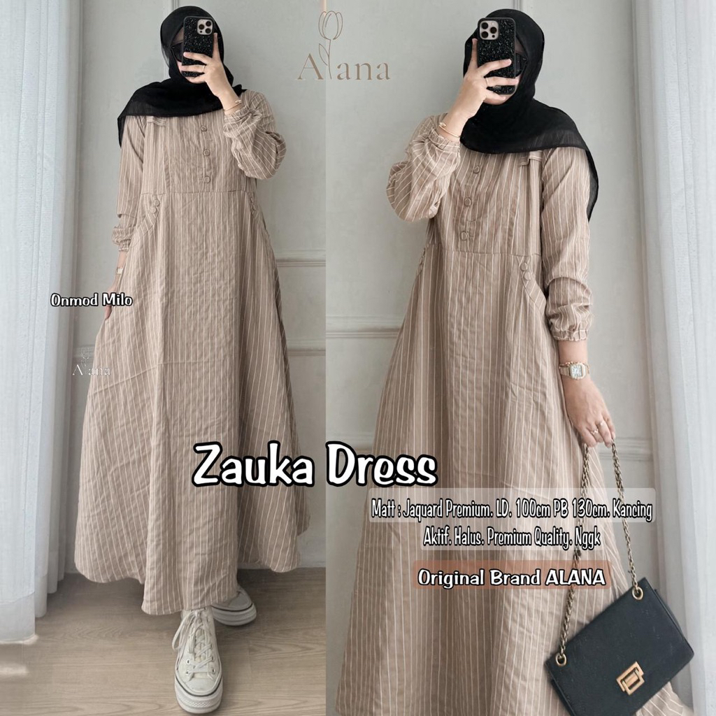 ZAUKA DOVIA LOVIA DRESS ORIGINAL BY ALANA gamis maxy maxi baju lebaran ceruty mix tille full furing 