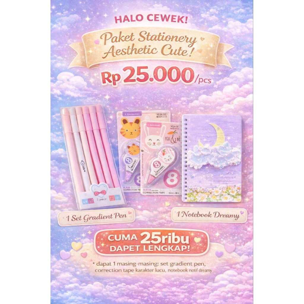 Paket alat tulis aesthetic & cute