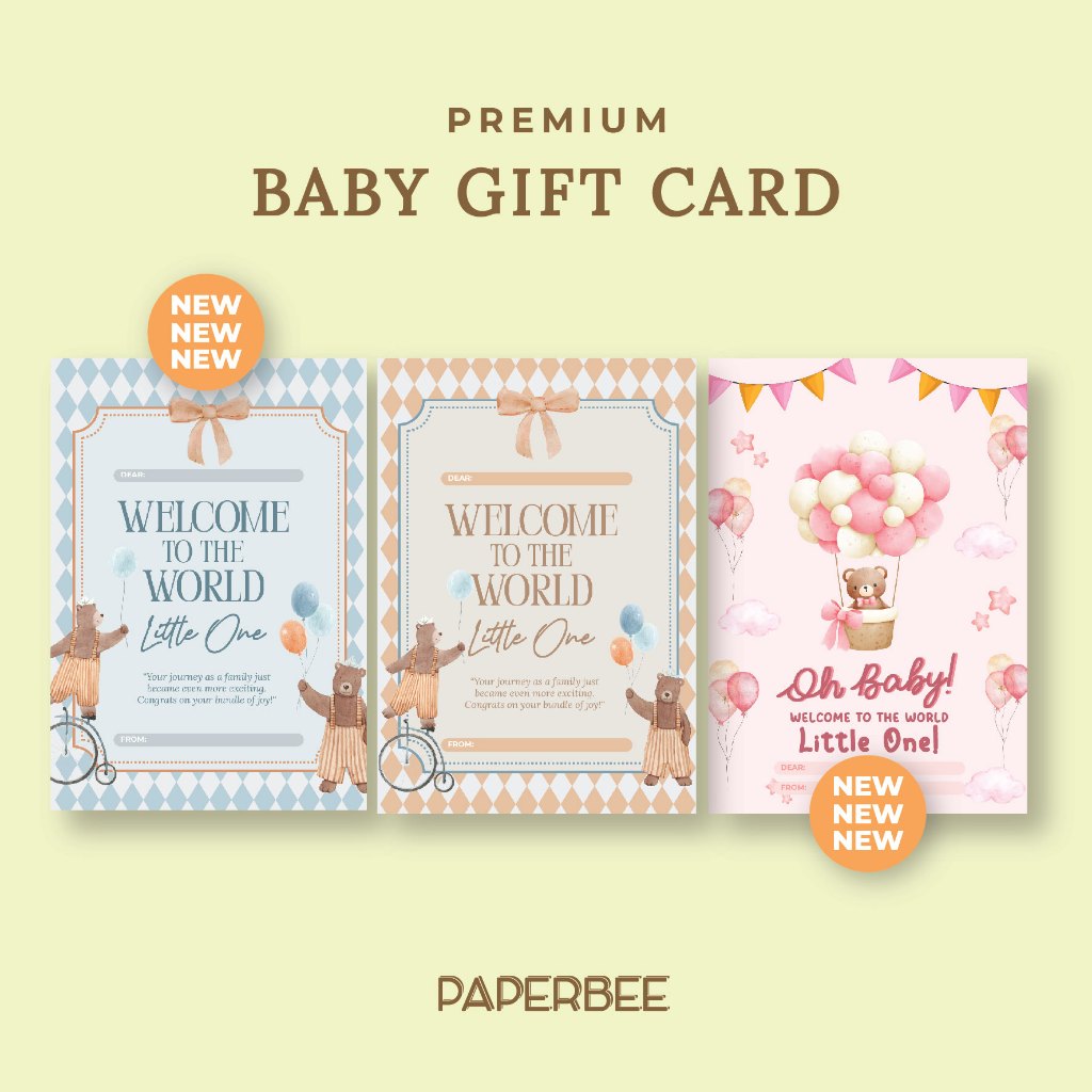 KARTU UCAPAN KELAHIRAN BAYI / WELCOME TO THE WORLD NEW BORN / NEW BORN BABY CARD / HADIAH UNTUK ANAK
