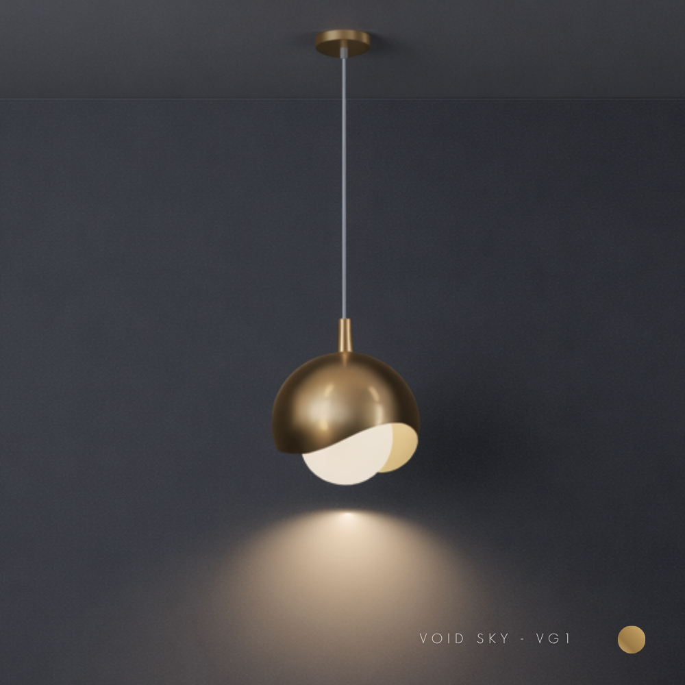 VOID SERIES | VOID SKY - VG1 | Lampu Gantung Minimalis Emas | Gold Ceiling Pendant Lamp | XIONCO