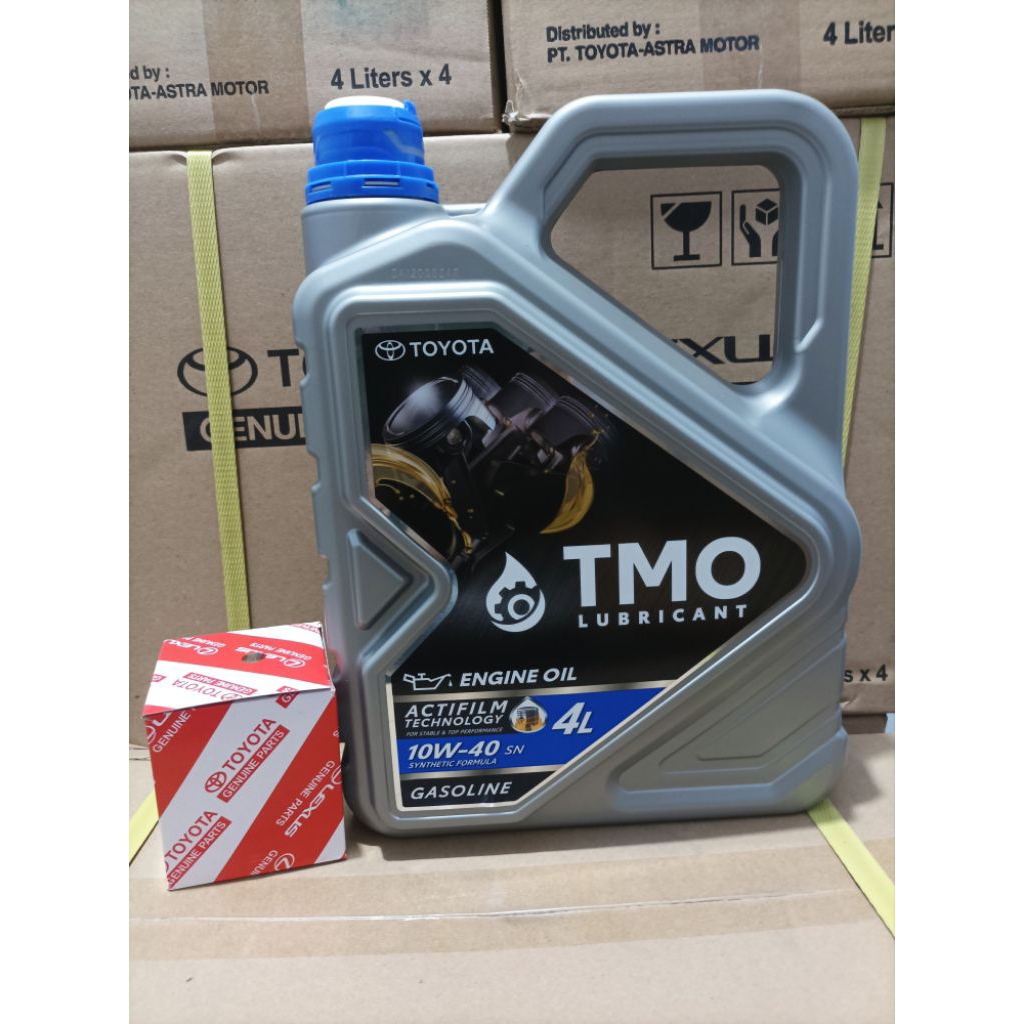 PAKET OLI TOYOTA TMO BENSIN 10W-40 GALON 4L + FILTER OLI DENSO DXE 1001 UNTUK MOBIL AVANZA XENIA RUS