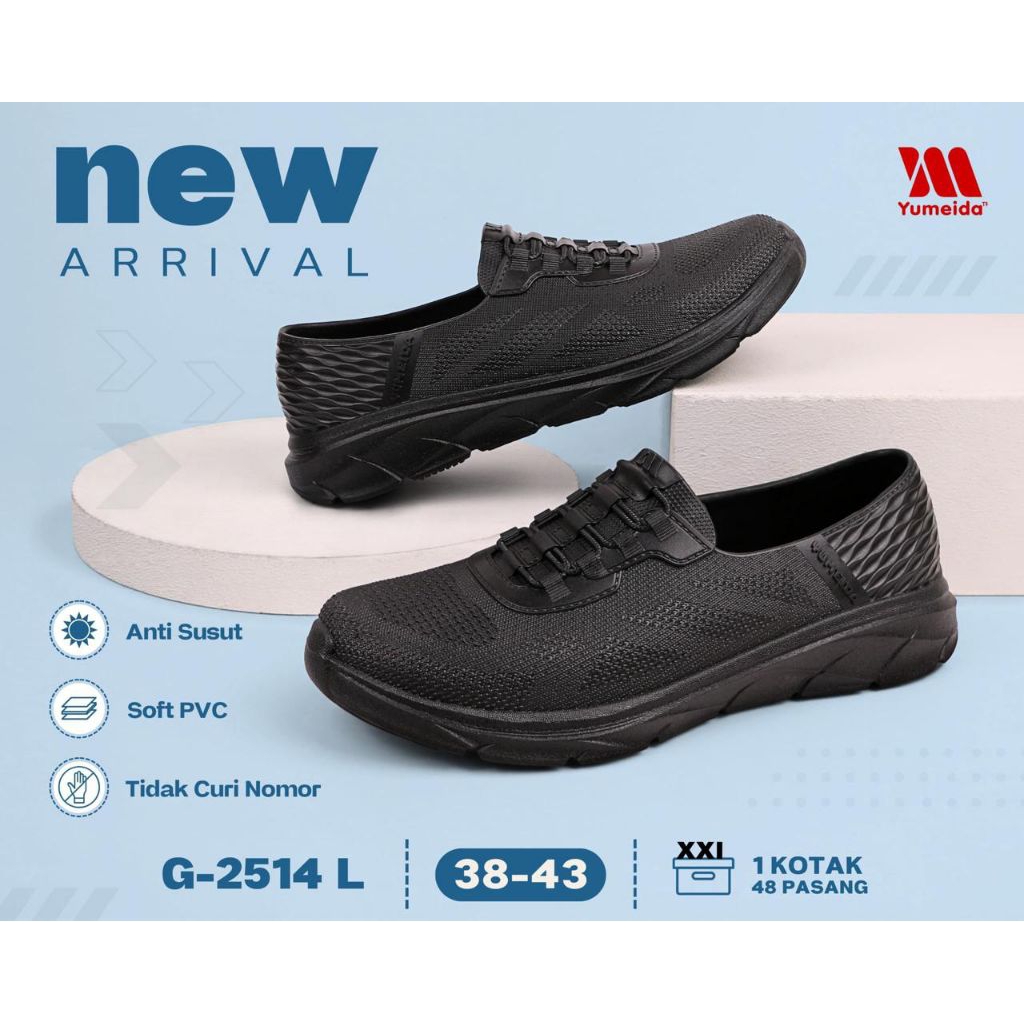 Sepatu pantofel pria karet YUMEIDA sepatu pria kerja sepatu kret slip on pria casual sepatu formal p