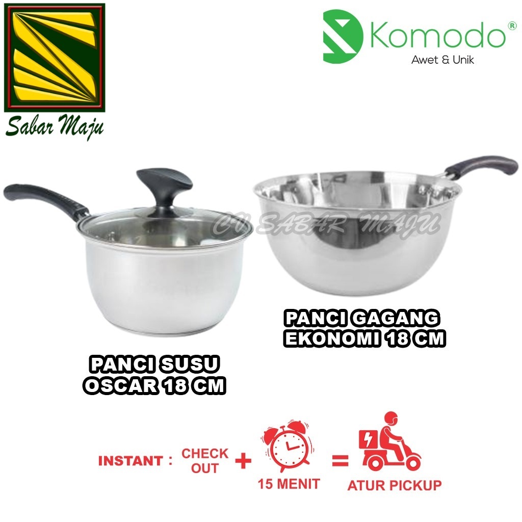 Komodo Panci Stainless Komodo & oscar / Panci gagang 18cm, Panci gagang 18cm + tutup