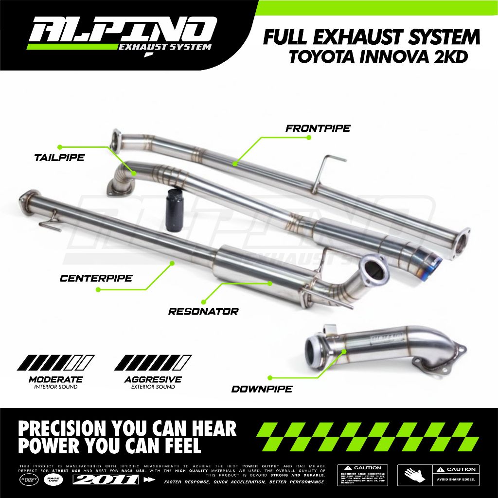 Alpino Full System Exhaust Toyota Innova 2KD Bolt-On Kit