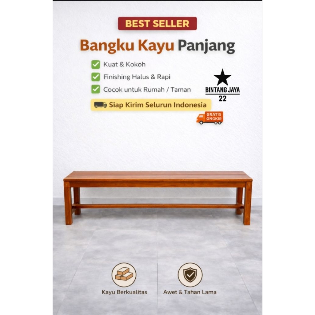 Kursi Bangku Kayu Panjang Kursi Teras Kursi Tunggu Kursi Kafe Murah