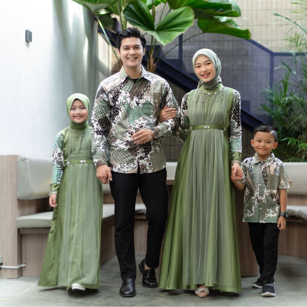 [PREMIUM]SARIMBIT KELUARGA BATIK SAGE GREEN, BATIK COUPLE KELUARGA, SRAGAM BATIK KELUARGA, BATIK COU
