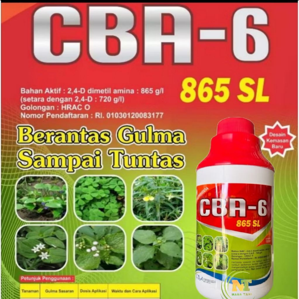 HERBISIDA CBA-6 865 SL 1 lITER /RACUN SISTEMIK GULMA DAUN LEBAR, PADi, TEBU, JAGUNG, POHON KAYU
