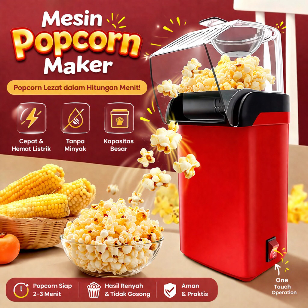 Alat pembuat popcorn / mesin pembuat popcorn / mesin popcorn maker / mesin electric popcorn / maker 