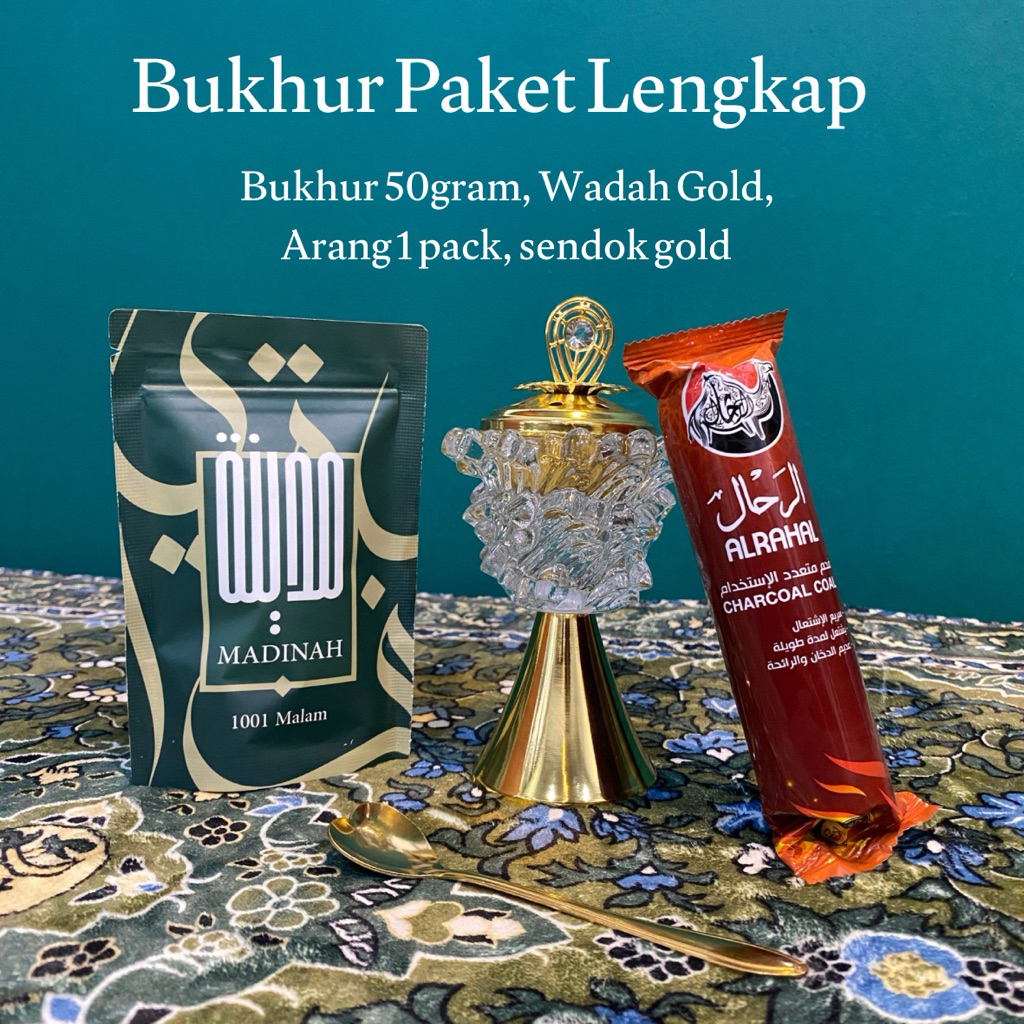 Bukhur lengkap 1001 Paket Lengkap Bukhur Aroma 1001 Malam Wangi Tahan Lama dengan Wadah Kaca Paket L