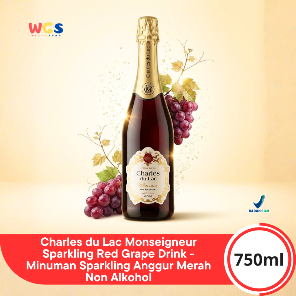 Charles du Lac Monseigneur Sparkling Red Grape Drink 750ml - Minuman Sparkling Anggur Merah Non Alko