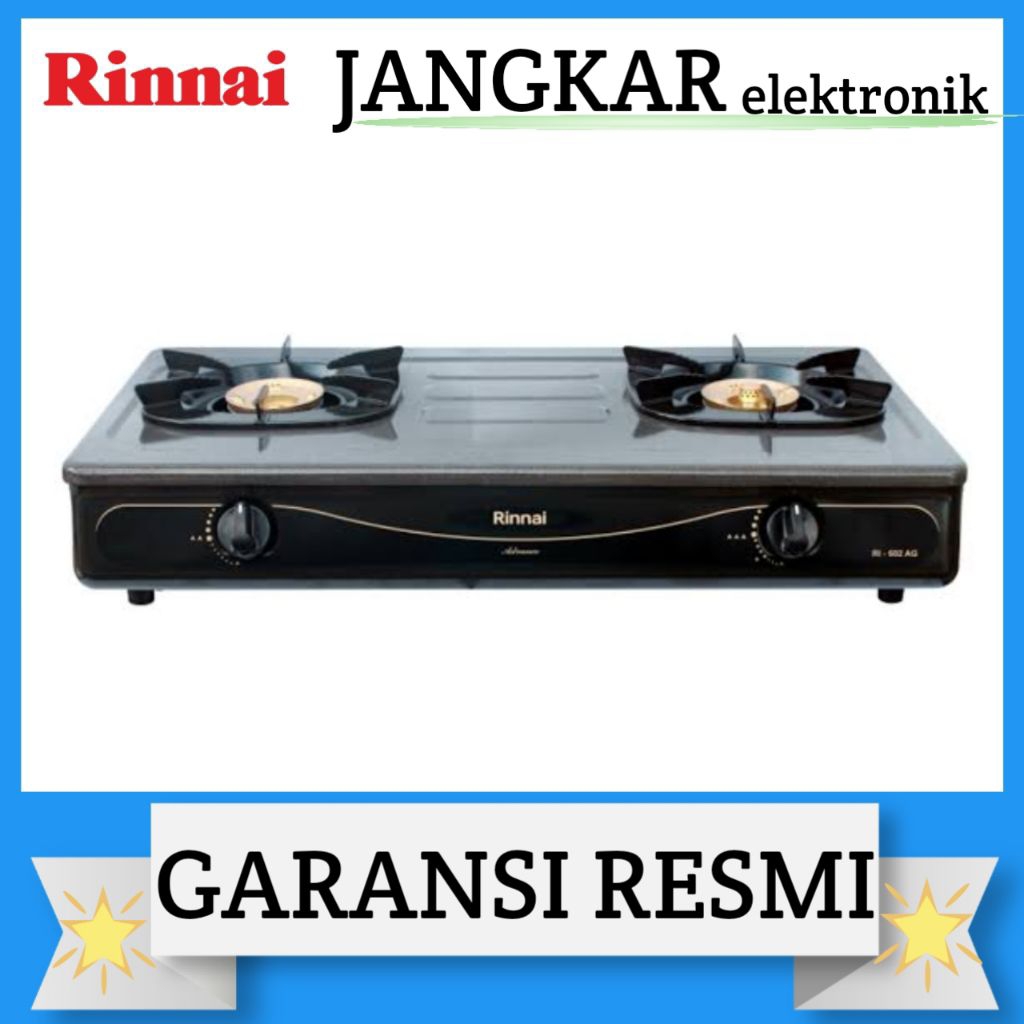 KOMPOR GAS RINNAI 2TUNGKU RI-602E/RINNAI KOMPOR GAS 2TUNGKU RI-602E GARANSI RESMI
