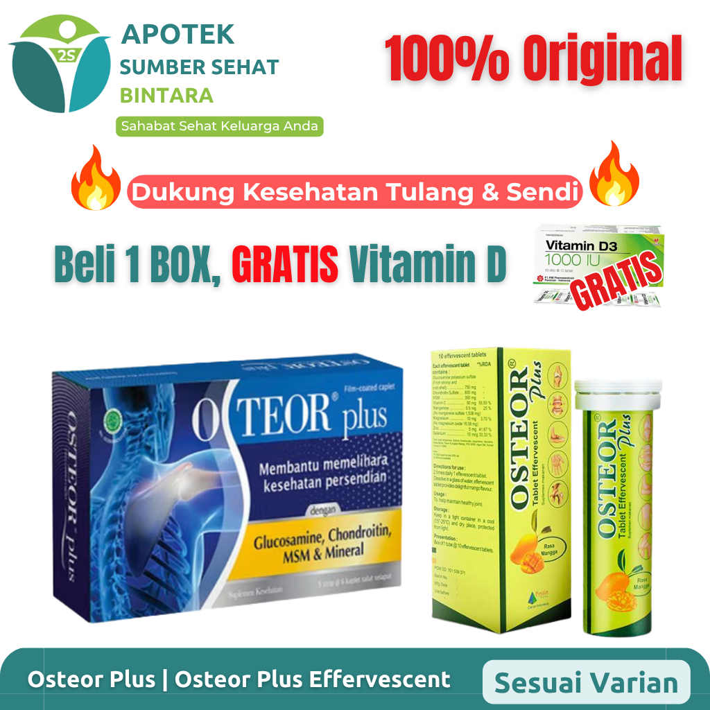 Osteor Plus Tablet | Effervescent | Suplemen Tulang & Sendi | Kalsium