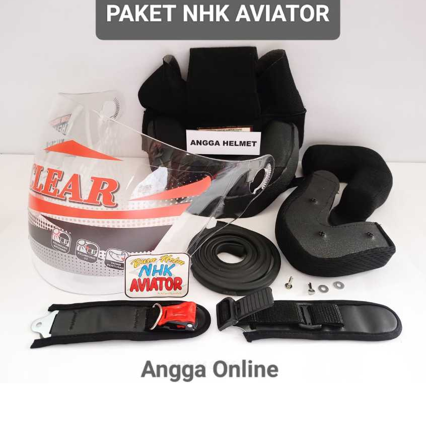 PAKET Sparepart helm NHK AVIATOR, Busa Helm NHK Aviator + Kaca Helm NHK Aviator + Lis Karet Elastis 