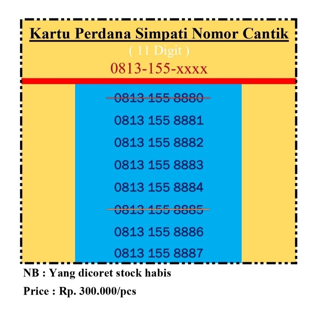 Kartu Perdana Sim card Simpati Telkomsel 11 digit Nomor Cantik Super
