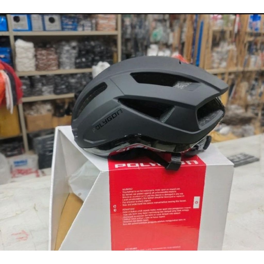 helm sepeda polygon gale maglink matt black dan white blue