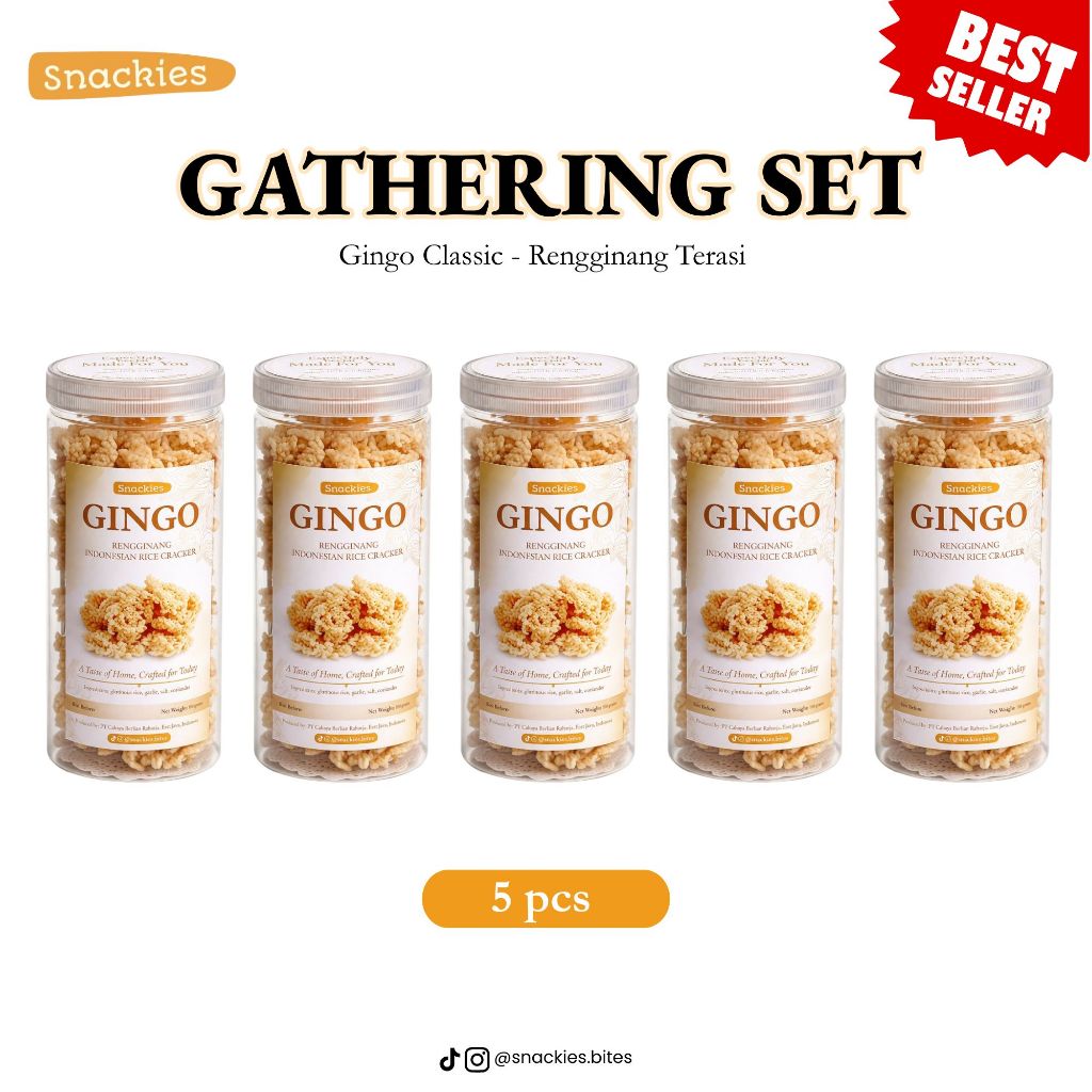 GINGO Gathering Set 5 pcs - RENGGINANG PREMIUM TERASI MATANG TOPLES 110 gram