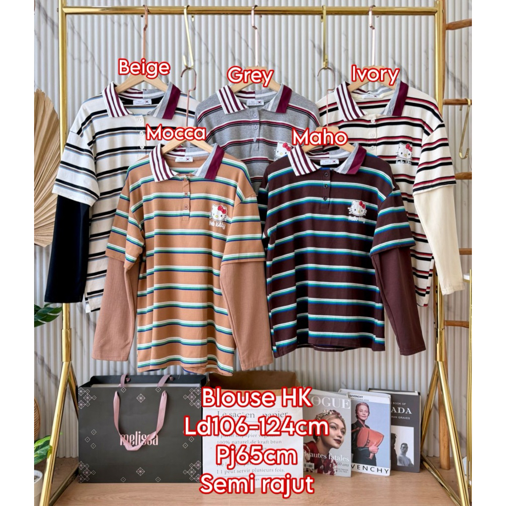Blouse kerah Hk combi ld106-124cm