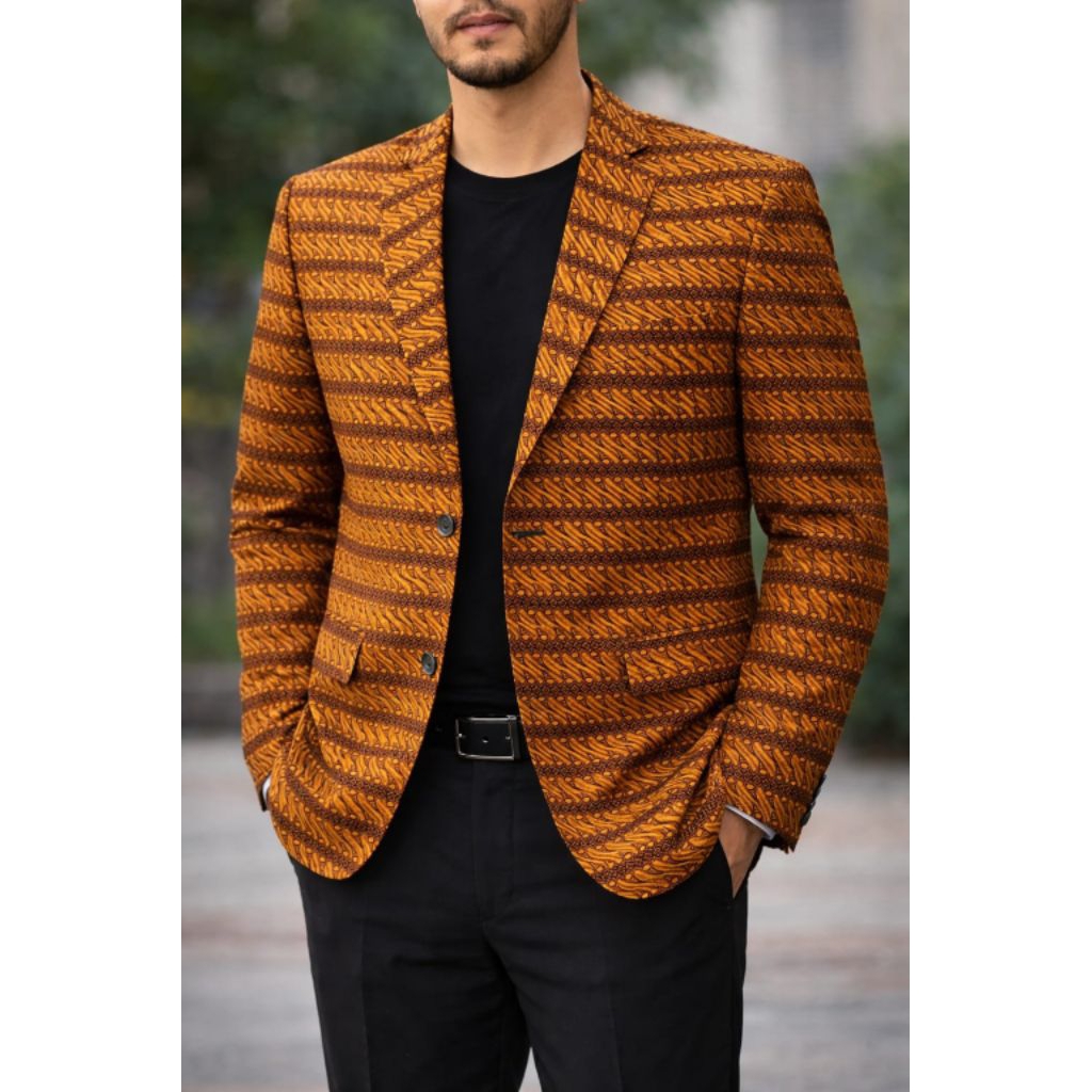 Jas Blazer Batik Pria Solo Bahan Katun Halus Lapis katun Toyobo Tebal Cocok Untuk Kerja Kondangan Se