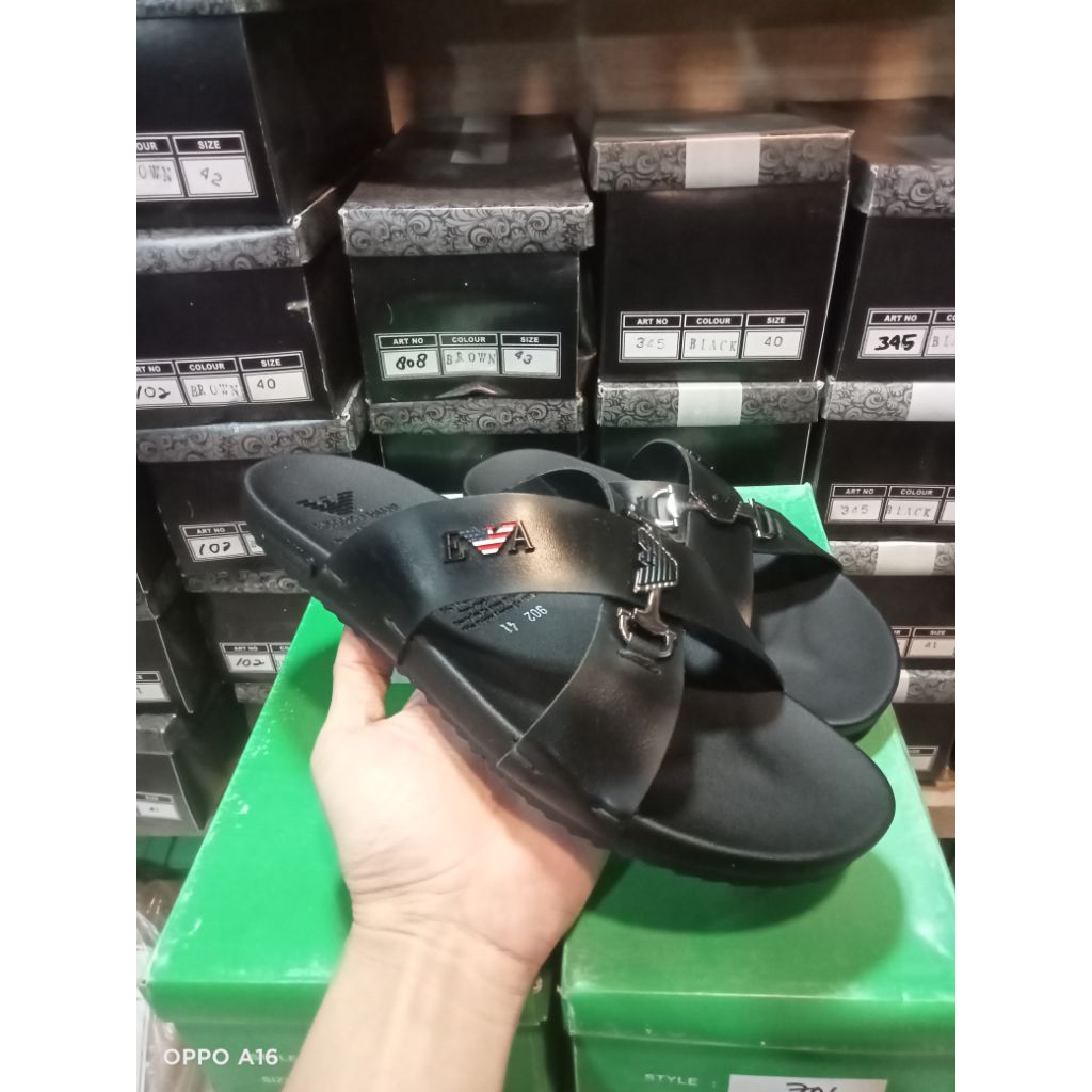 sandal slop pria sendal emporio armani