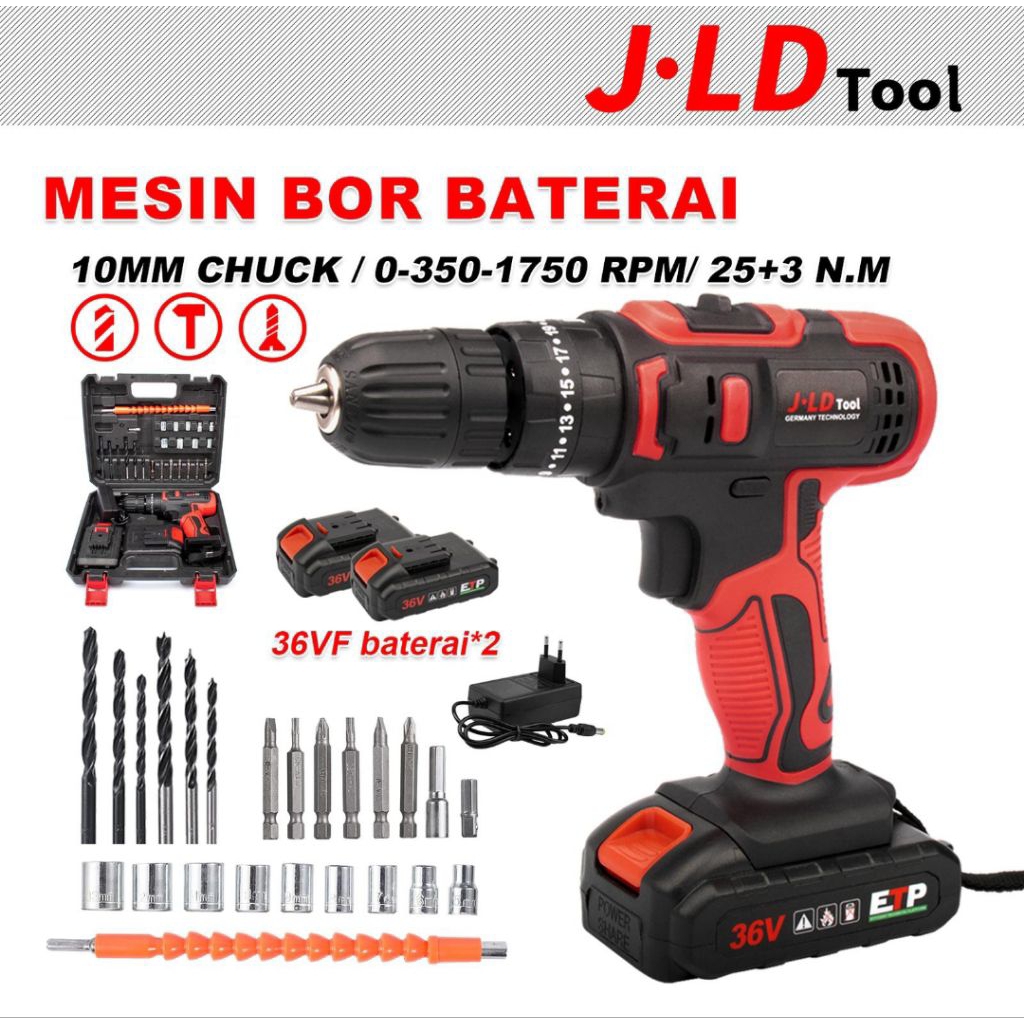 Mesin bor jld 36 Volt Baterai Fullset