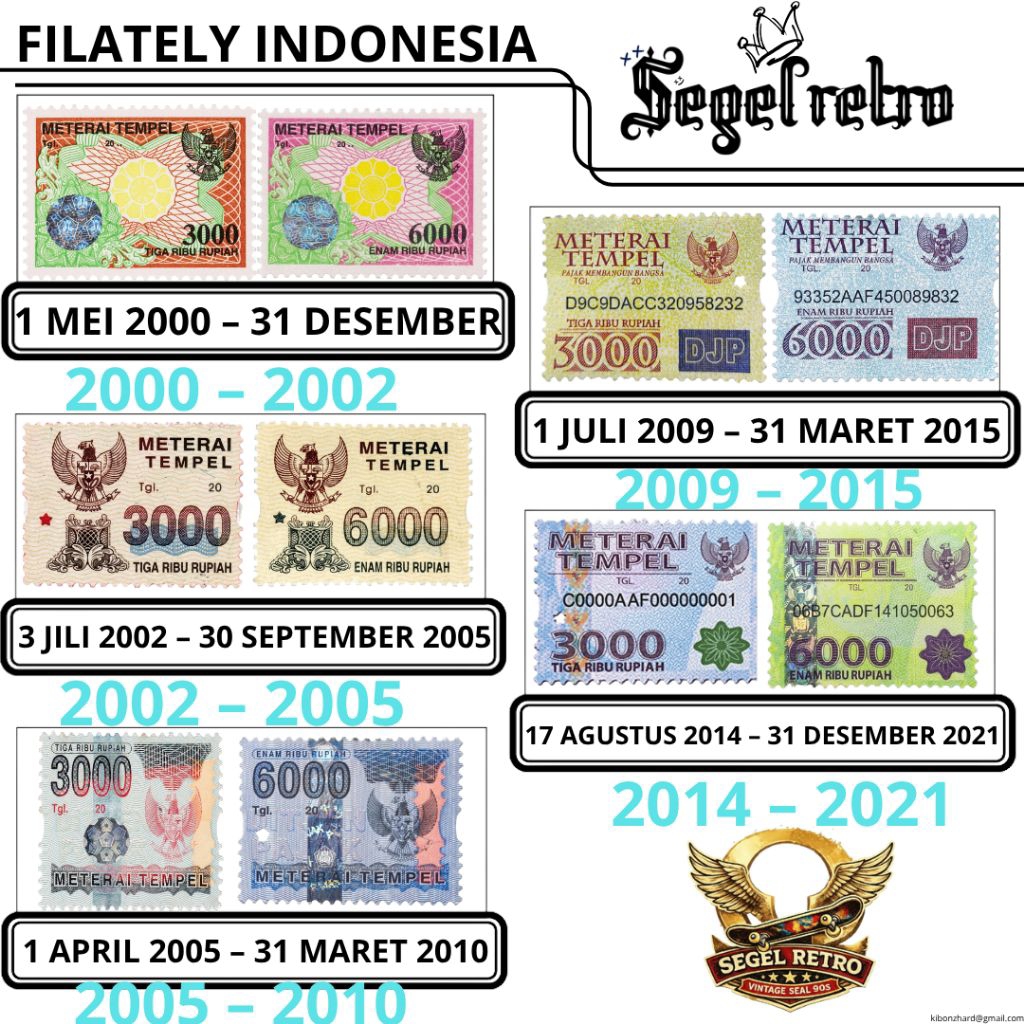 Materai  6000 3000 Asli Tahun 2000 2001 2002 2003 2004 2005 2006 2007 2008 2009 2010 2011 2012 2013 