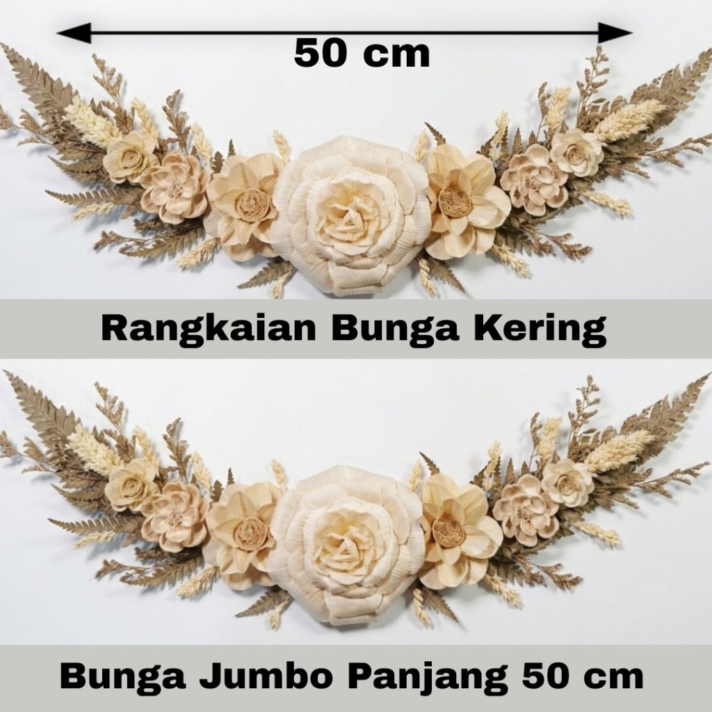 Rangkaian Bunga Kering Jumbo Rangkaian bunga Mawar hiasan dekorasi rumah