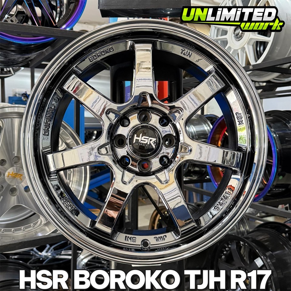 Velg Model TE37 HSR Boroko TJH R17 Black Chrome Velg Mobil BYD Atto Yaris Avanza Jazz Raize Baleno
