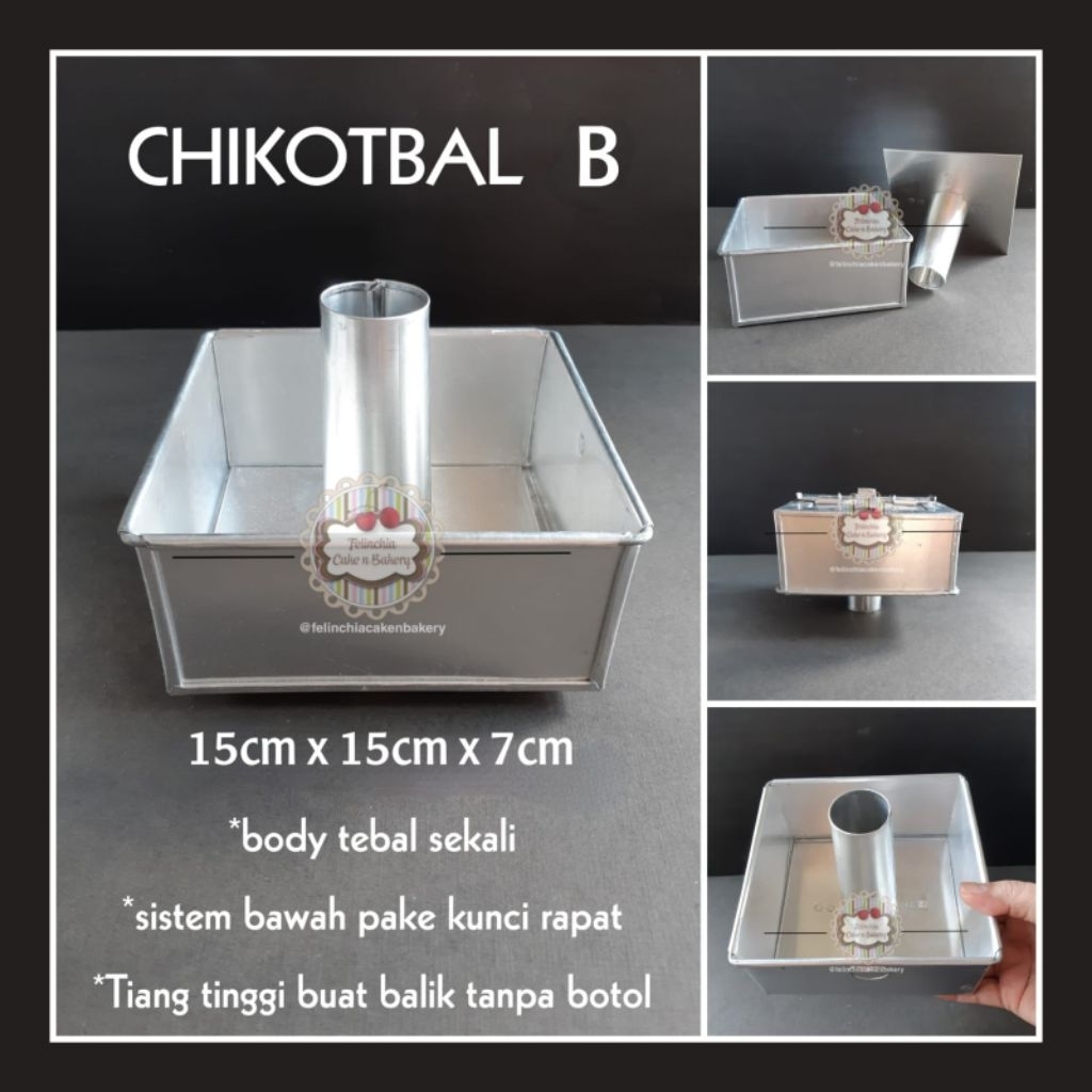 LOYANG CETAKAN CHIFFON 15CM KOTAK PERSEGI TEBAL BONGKAR PASANG KUE SIFON