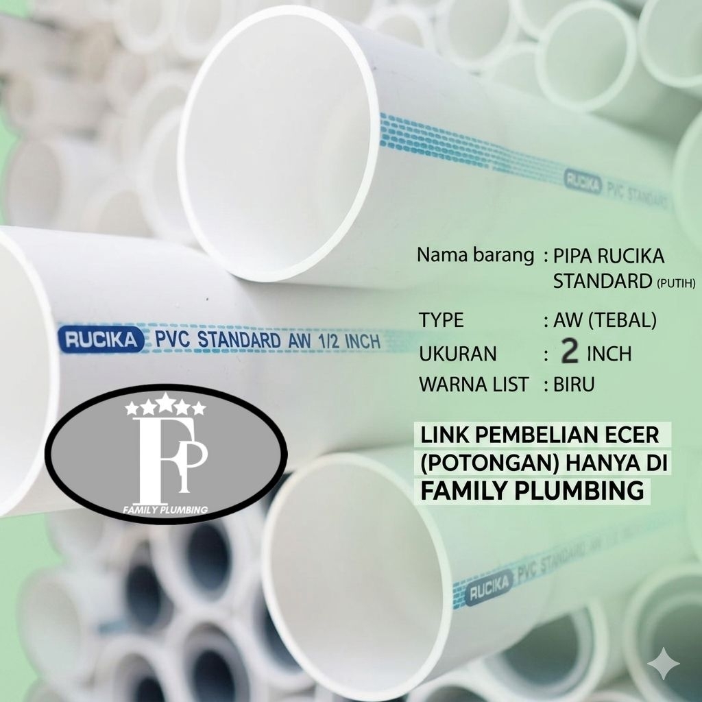 PIPA PVC 2 INCH RUCIKA STANDARD AW PIPE PIPA PARALON PRALON PVC DN50 2" 2INCH 2 INCH RUCIKA STANDAR 