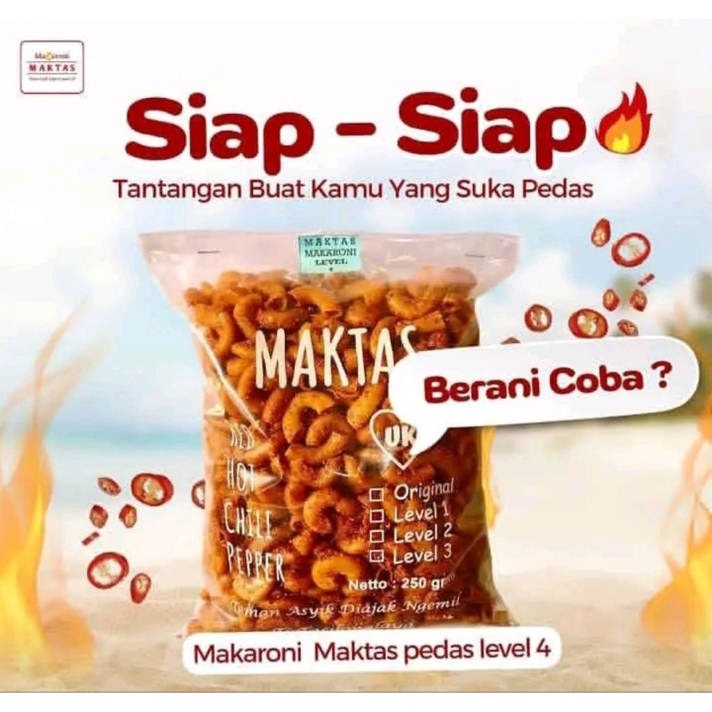 MAKTAS Makaroni Goreng Pedas Cemilan Kriuk Nagih 90gr