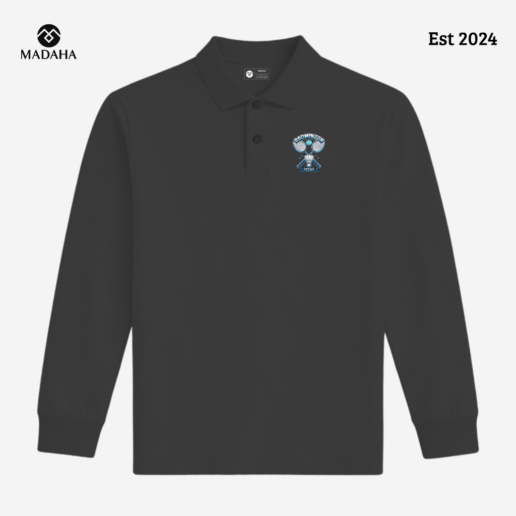 Madaha Polo Shirt Kaos Kerah Lengan Panjang Badminton Rally Destroyer