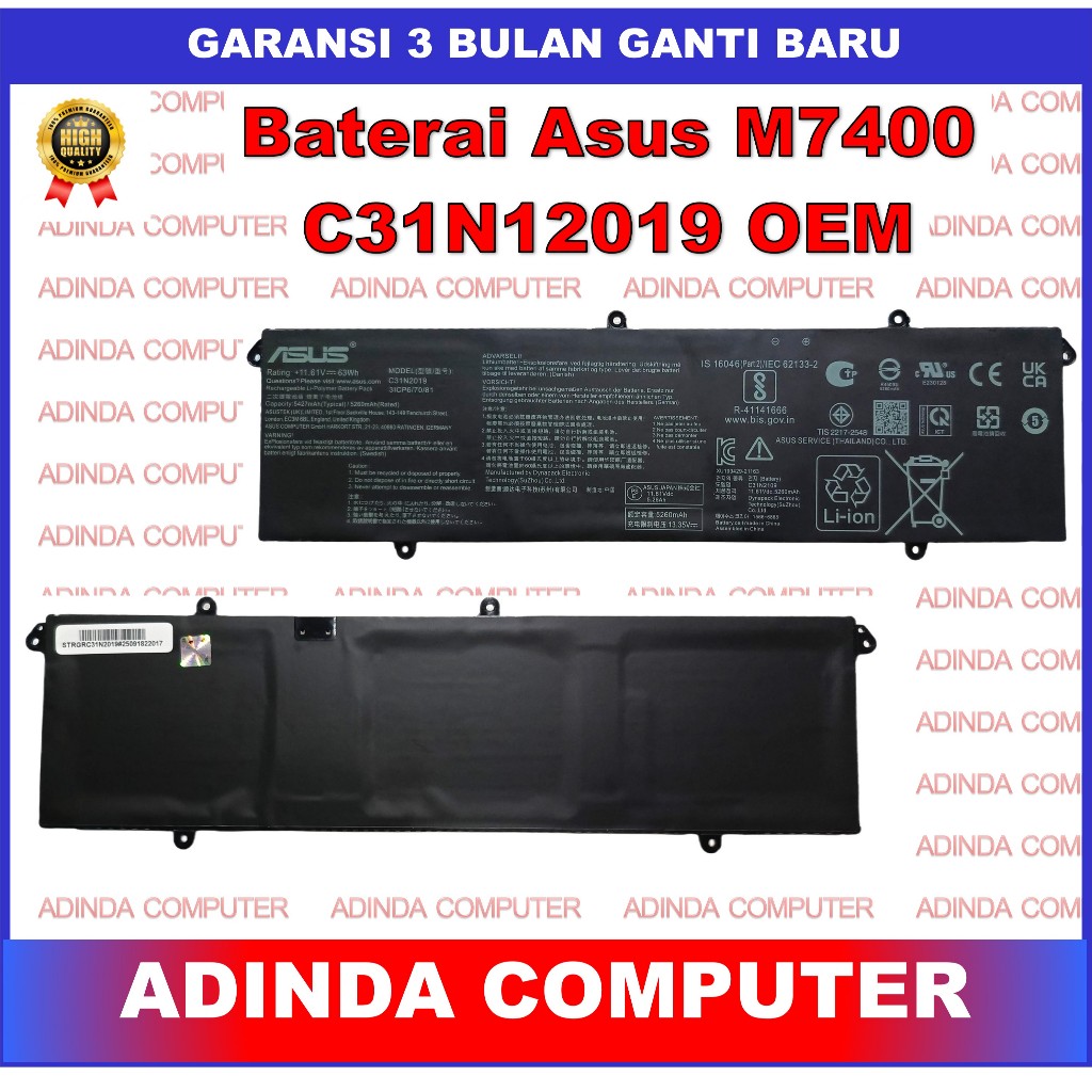 BateraiAsus VivoBook Pro 14X OLED M7400 15 OLED C31N2019 C31N2024