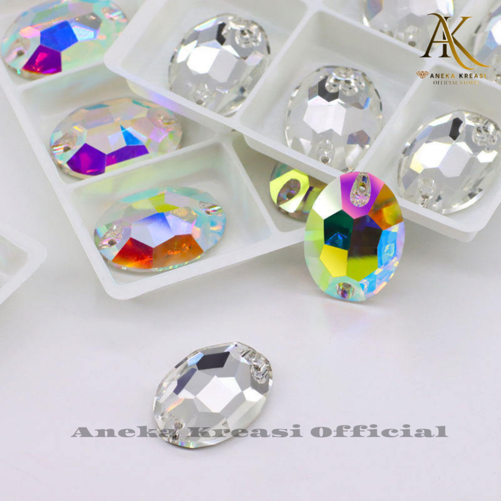 Payet / Diamond Kristal Akrilik Jahit Grade A Oval 11x16, 100 pcs