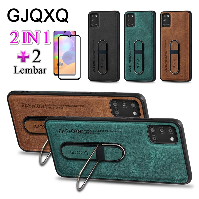 GJQXQ 2 In 1 Casing For Samsung Galaxy A31 Case Ponsel Kulit Premium Dengan Standing Ring Holder Dan
