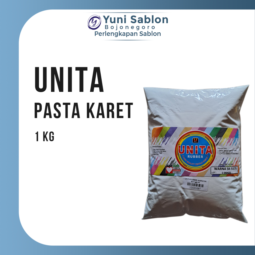 Unita Pasta Karet 1Kg | 5575 | 5581 | 6670 | 6678 | 8892 | Tinta Sablon Warna & Super White, Pekat, 